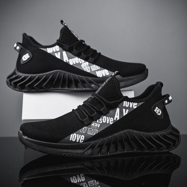 Men'S Sneakers - 2024 Sneakers - Breathable Trainers Running Canvas - Black - Image 2
