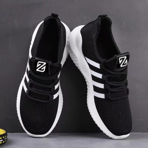 Men's Sneakers Soft Mesh - New Casual Walking Sport Shoes- Black Canvas - Image 2