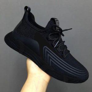 Men'S Simple Lightweight Shoes - Casual Athletic Sneakers - Black Canvas