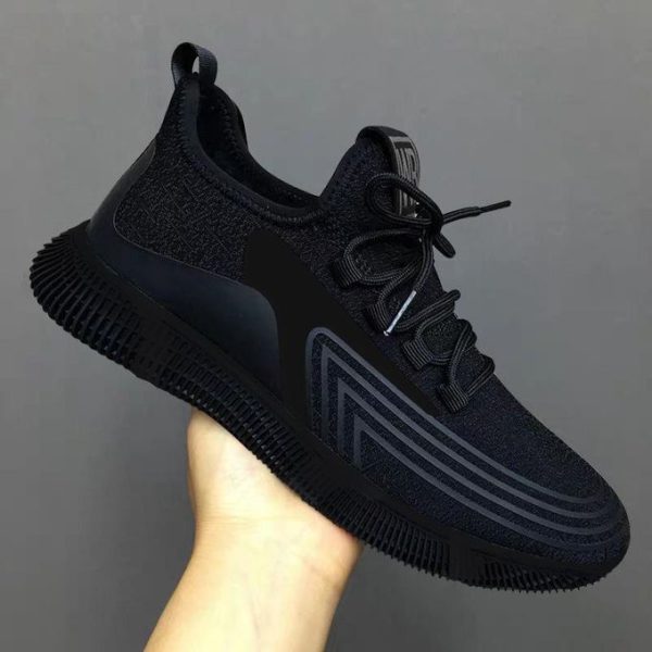 Men'S Simple Lightweight Shoes - Casual Athletic Sneakers - Black Canvas