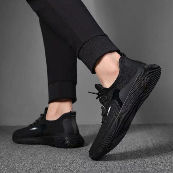 Men'S Simple Lightweight Shoes - Casual Athletic Sneakers - Black Canvas - Image 2